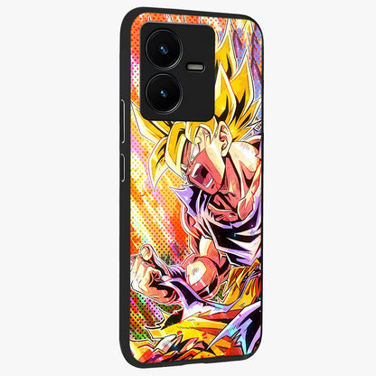 Firing Goku Glass Case upright view showcasing energetic anime artwork with bold warrior theme.