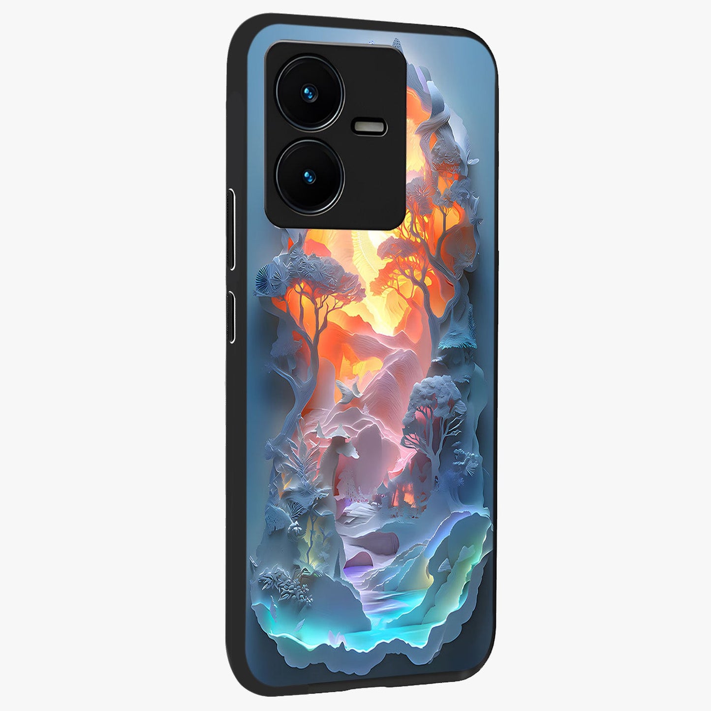 Glow Forest Portal Glass Case upright view showcasing enchanted forest portal artwork with fantasy nature theme.