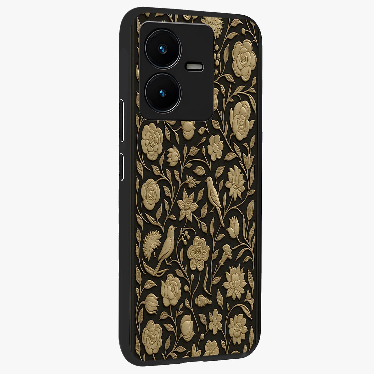 Golden Evil Eye Mandala Glass Case upright view showcasing decorative evil eye mandala artwork with spiritual aesthetic style.