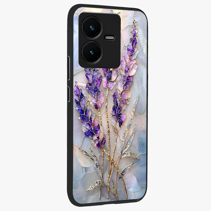 Lavender Dream Glow Glass Case upright view showcasing radiant lavender glow artwork with calming dreamy theme.
