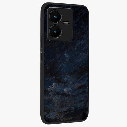 Lunar Veil Silence Glass Case upright view showcasing calm moon themed artwork with serene night atmosphere.