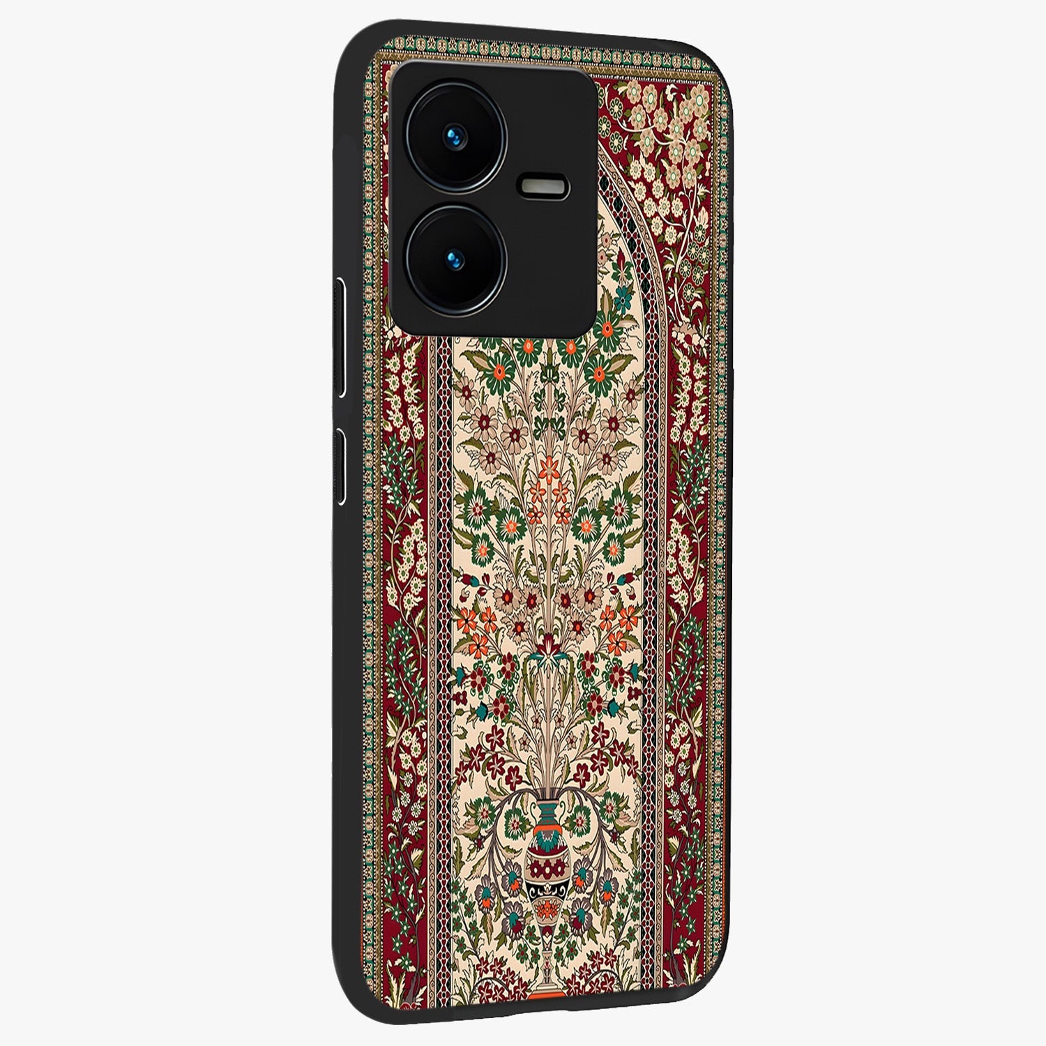 Persian Inspired Glass Case upright view showcasing decorative Persian artwork with rich heritage theme.