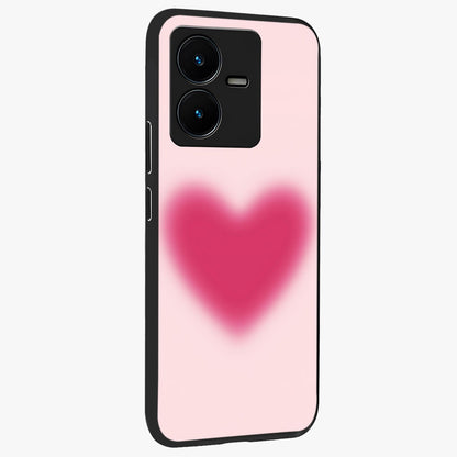 Pink Aura Heart Glass Case upright view showcasing romantic heart artwork with soft pastel theme.