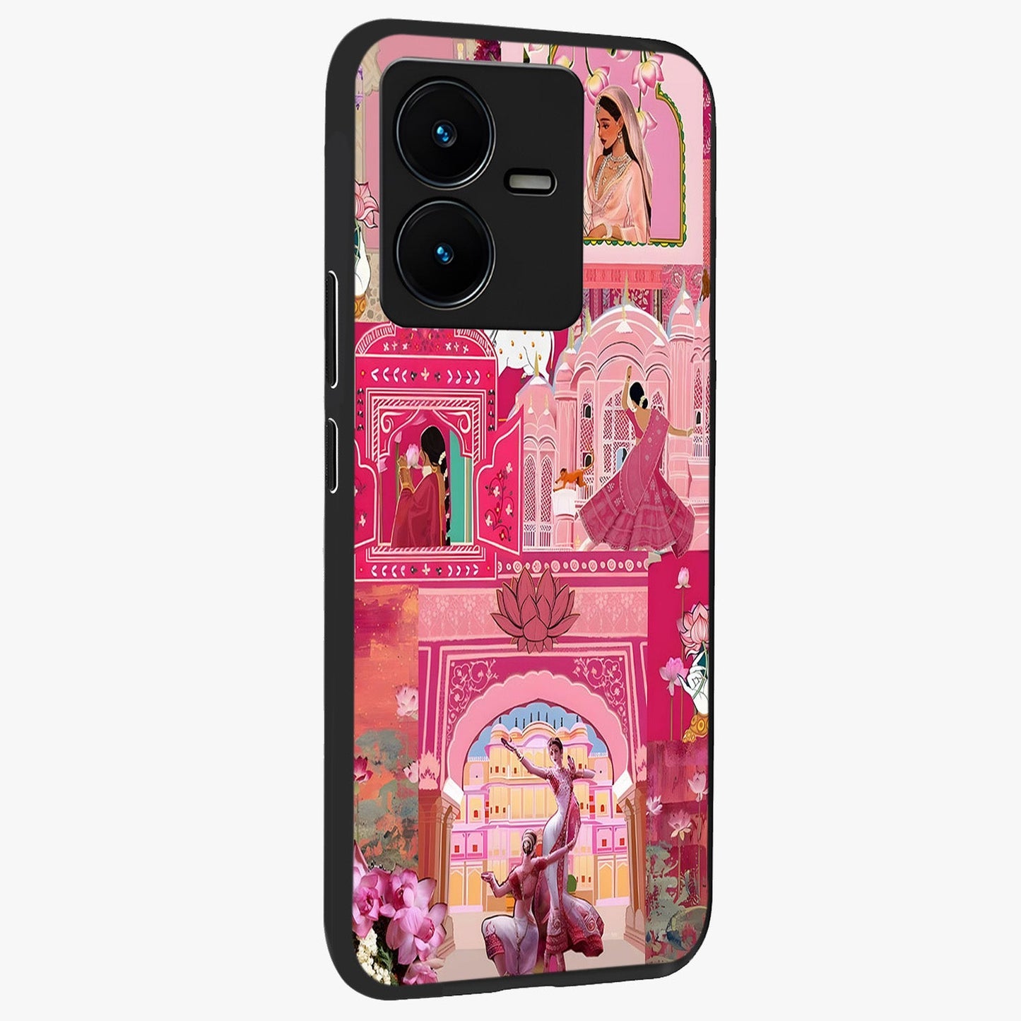 Pink Palace Muse Glass Case upright view showcasing artistic palace artwork with graceful royal theme.