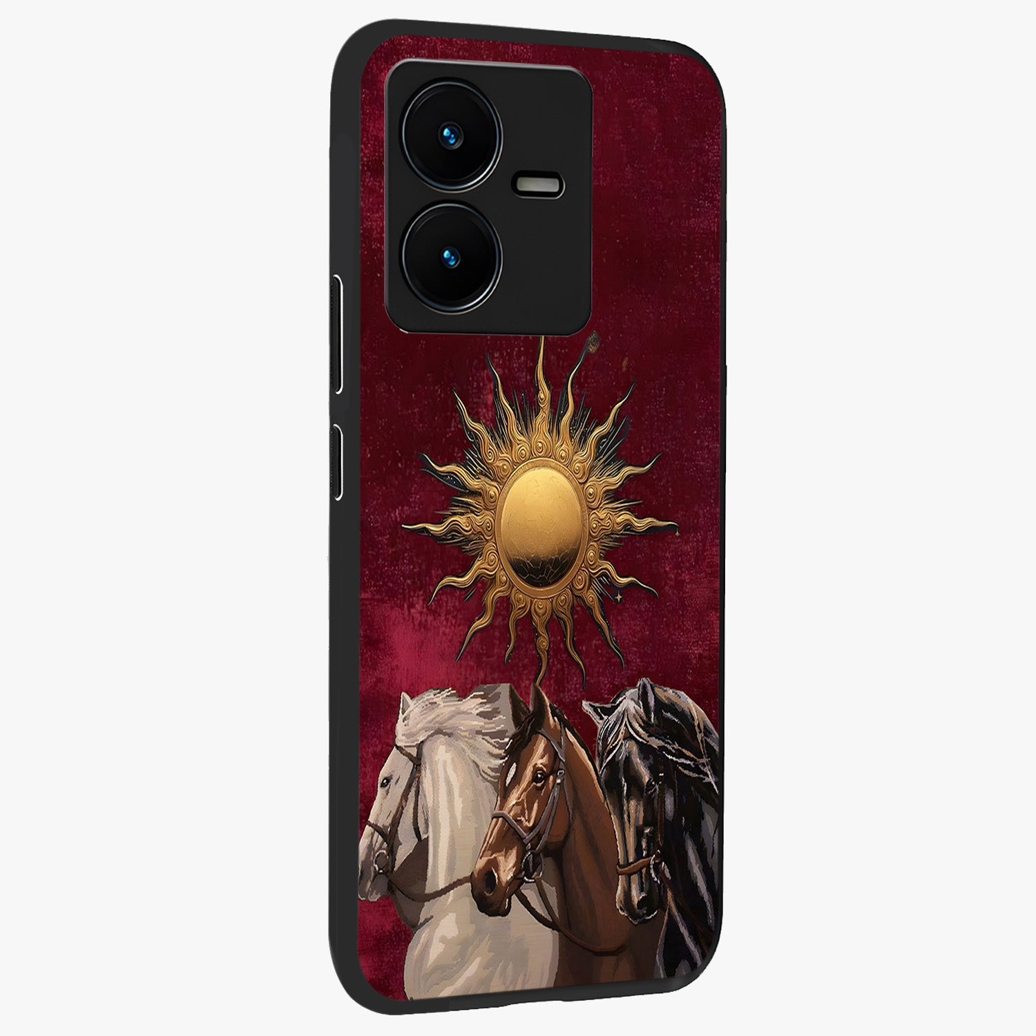 Solar Riders Glass Case upright view showcasing energetic rider artwork with bold adventure theme.