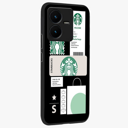 Starbucks Mocha Glass Case upright view showcasing trendy coffee inspired artwork with modern lifestyle theme.