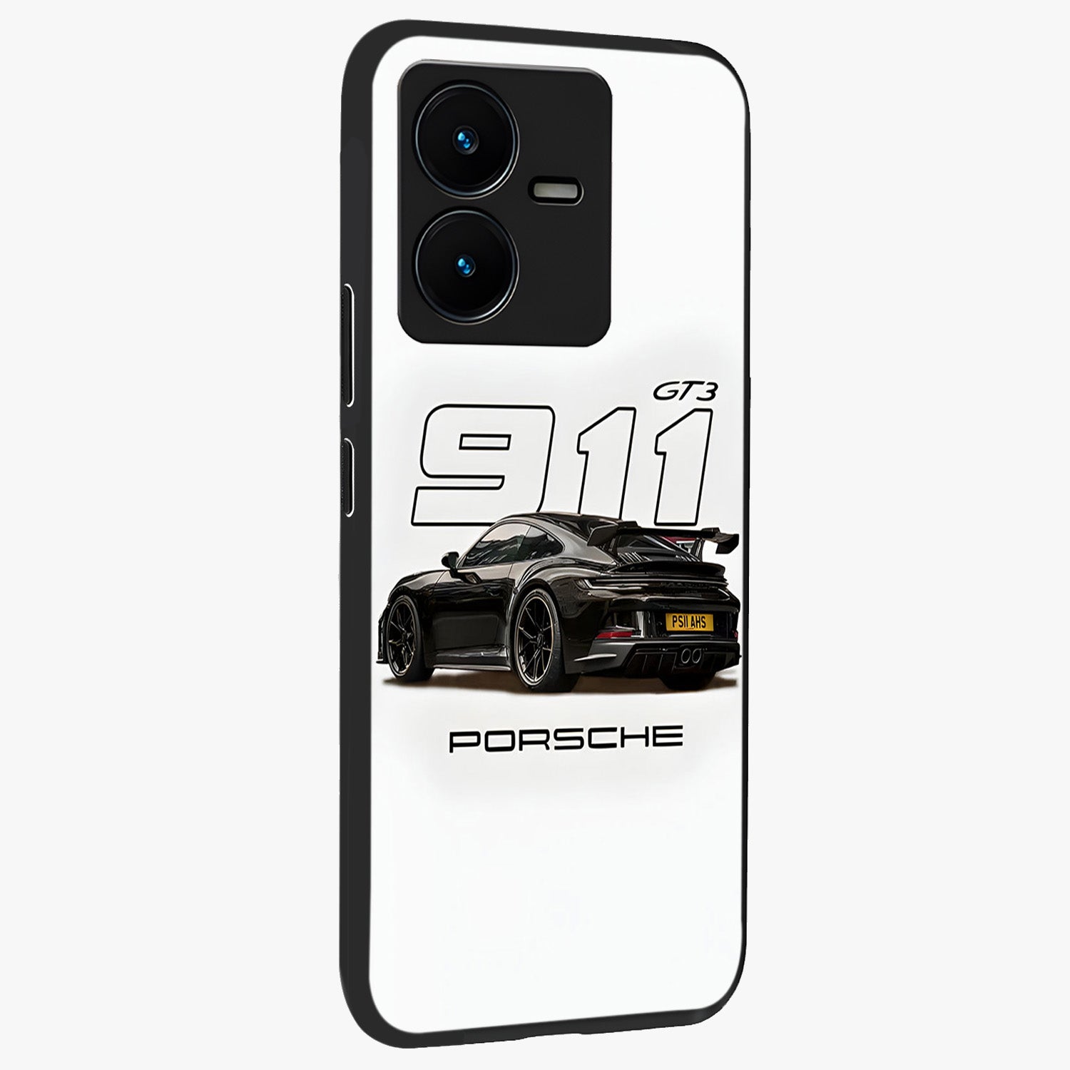 Turbo Legacy Icon Glass Case upright view showcasing bold racing inspired artwork with classic car theme.