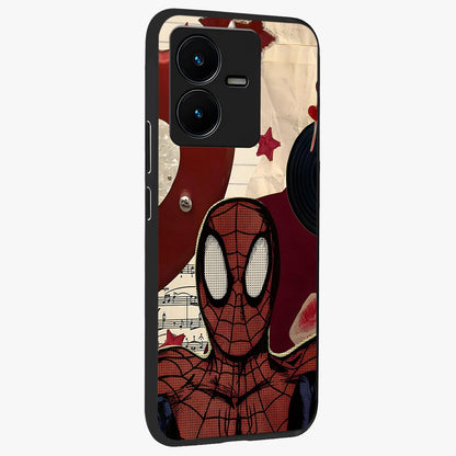Web Warrior Vibes Glass Case upright view showcasing energetic superhero artwork with bold action theme.