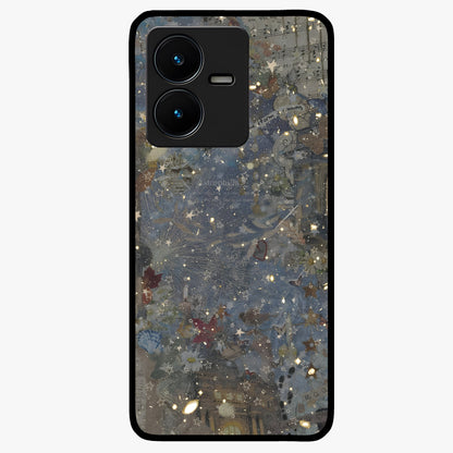 Aesthetic Astrolophia Glass Case showing flat back view with dreamy aesthetic design and glossy glass finish.
