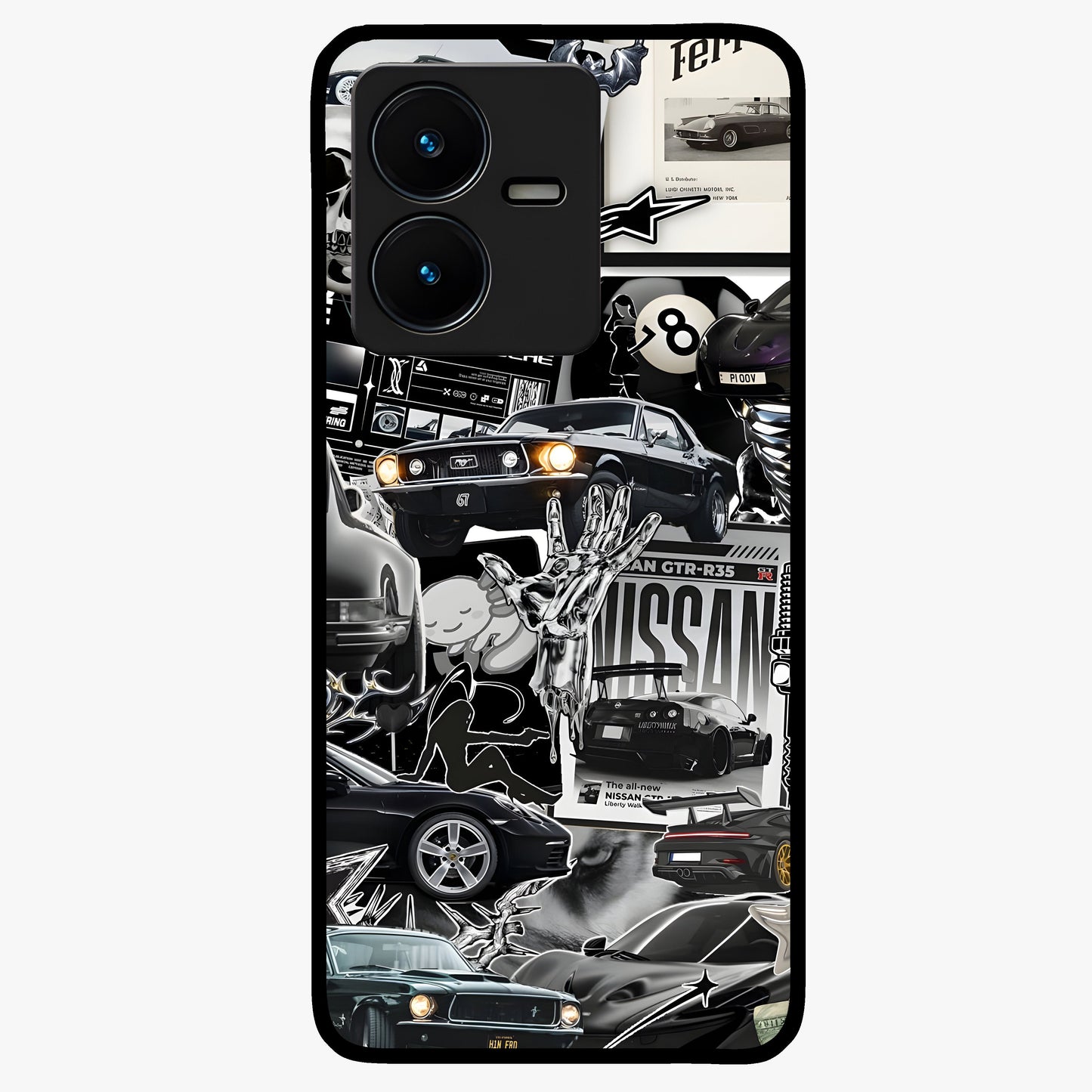 Aesthetic Dark Love Glass Case showing flat back view with dark romantic artwork and glossy glass finish.