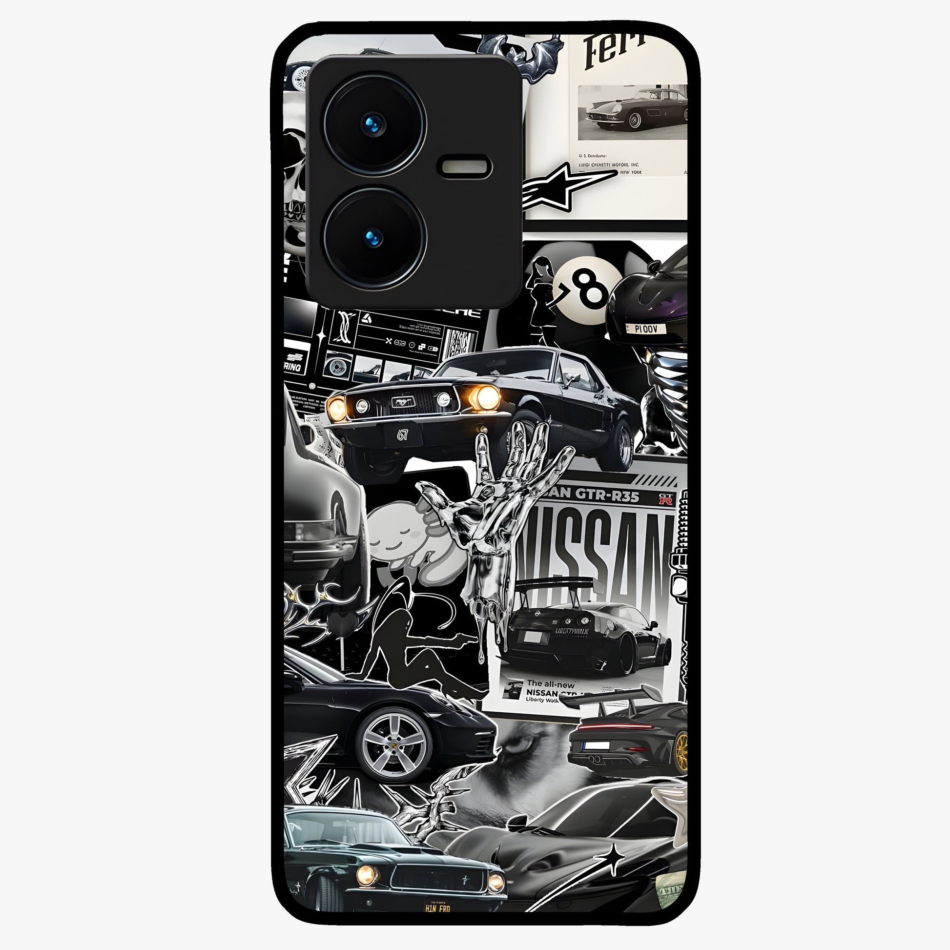 Aesthetic Dark Love Glass Case showing flat back view with dark romantic artwork and glossy glass finish.