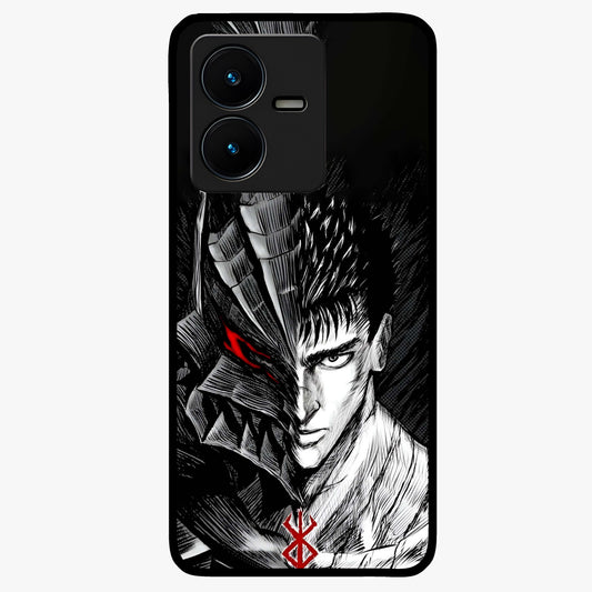 Berserker Blood Oath Glass Case showing flat back view with fierce warrior inspired artwork and glossy glass finish.