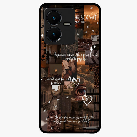 Bittersweet Aesthetic Chaos Glass Case showing flat back view with artistic chaotic aesthetic design and glossy glass finish.