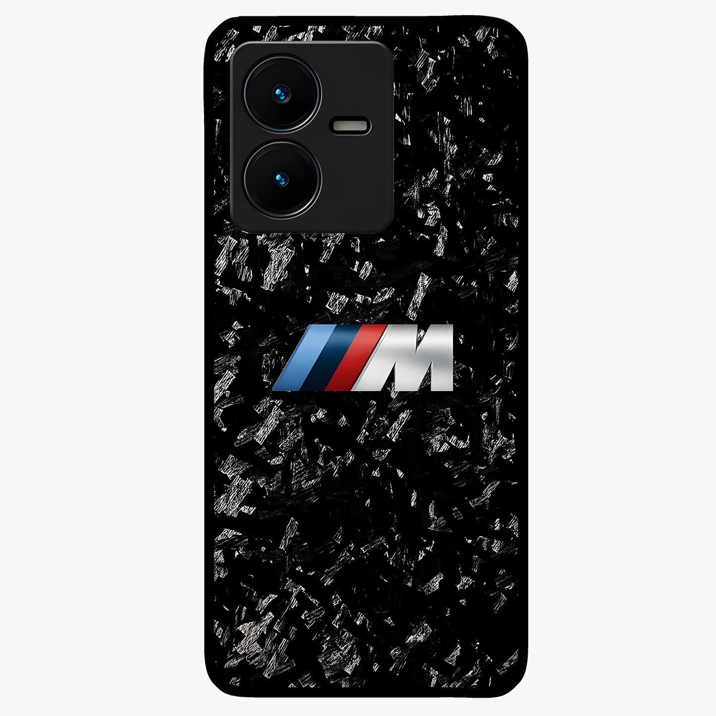 Carbon Speed Mark Glass Case showing flat back view with sporty carbon pattern artwork and glossy glass finish.