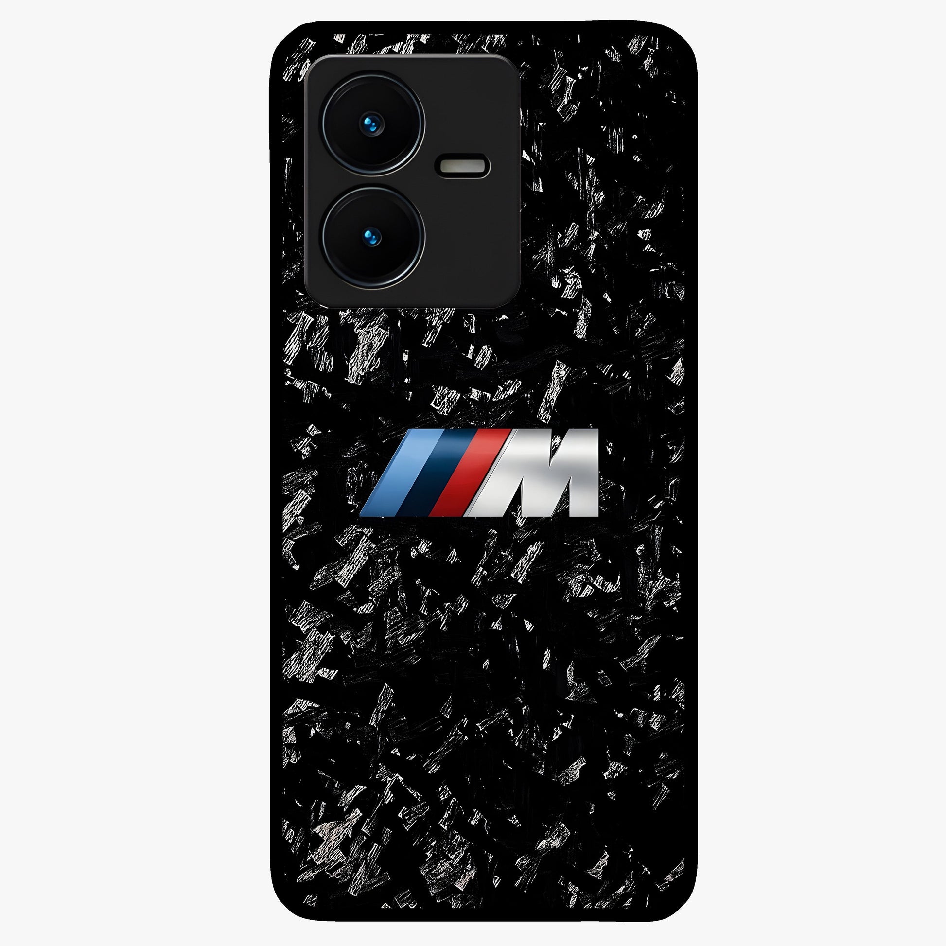 Carbon Speed Mark Glass Case showing flat back view with sporty carbon pattern artwork and glossy glass finish.
