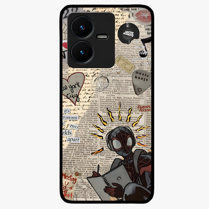 City Dream Sketch Glass Case showing flat back view with artistic city skyline sketch artwork and glossy glass finish.