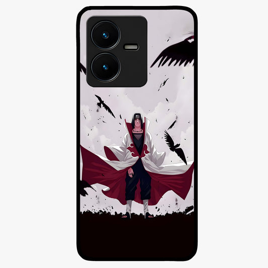 Crimson Crow Ascension Glass Case showing flat back view with mystical crow artwork and glossy glass finish.