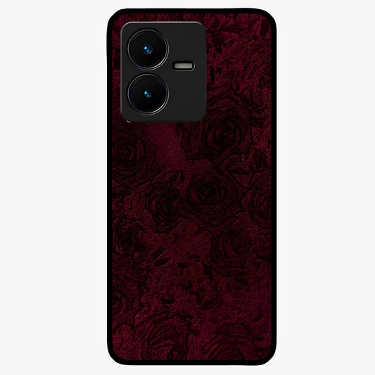 Crimson Fade Flow Glass Case showing flat back view with flowing crimson gradient artwork and glossy glass finish.