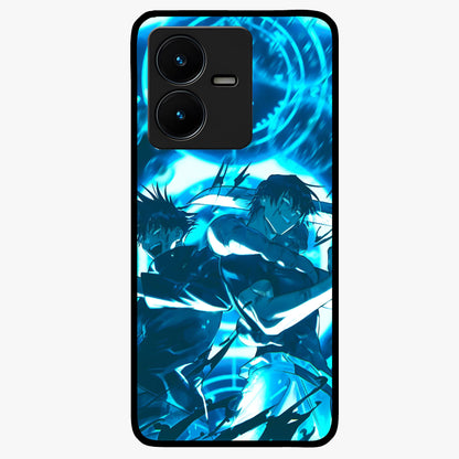 Cursed Energy Clash Glass Case showing flat back view with intense cursed energy artwork and glossy glass finish.