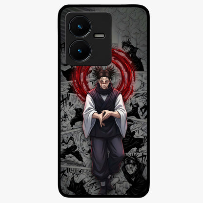 Cursed Ritual Ascension Glass Case showing flat back view with dark ritual themed artwork and glossy glass finish.