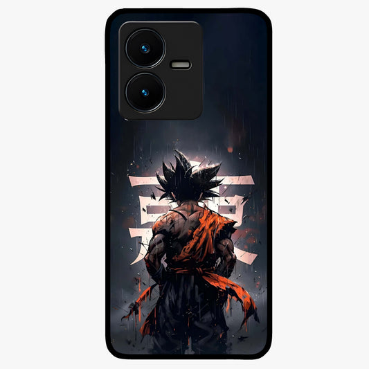 Dark Warrior In Rain Glass Case showing flat back view with warrior artwork in rainy atmosphere and glossy glass finish.