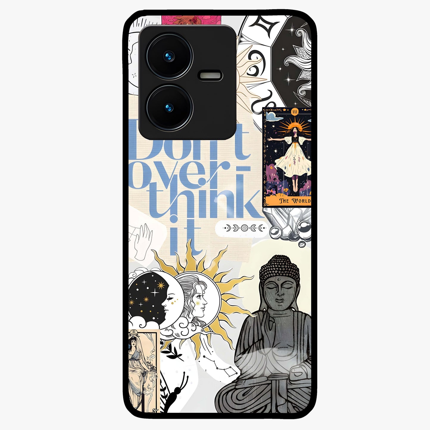 Ethereal Thoughts Glass Case showing flat back view with dreamy artistic artwork and glossy glass finish.