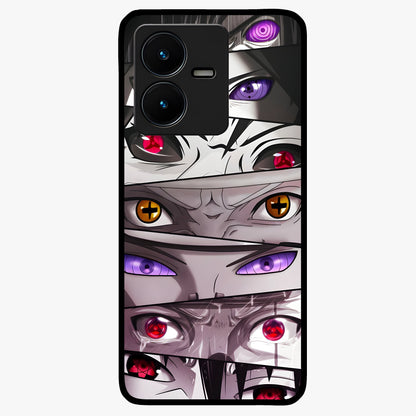 Eyes of Destiny Glass Case showing flat back view with striking eye themed artwork and glossy glass finish.