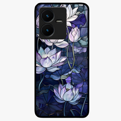 Gloss Petal Rush Glass Case showing flat back view with glossy flower petal artwork and smooth glass finish.