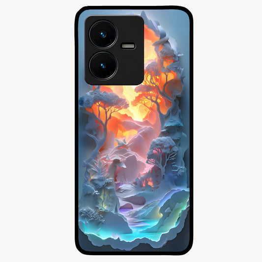 Glow Forest Portal Glass Case showing flat back view with glowing forest portal artwork and glossy glass finish.