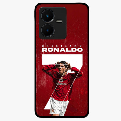 Goal Celebration Legacy Glass Case showing flat back view with football celebration inspired artwork and glossy glass finish.