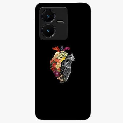 Heart With Flowers Glass Case showing flat back view with heart shaped floral artwork and glossy glass finish.