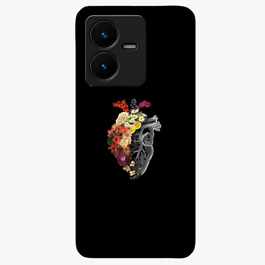 Heart With Flowers Glass Case showing flat back view with heart shaped floral artwork and glossy glass finish.