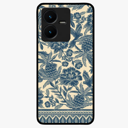 Heirloom Wild Bloom Glass Case showing flat back view with vintage inspired wild flower artwork and glossy glass finish.