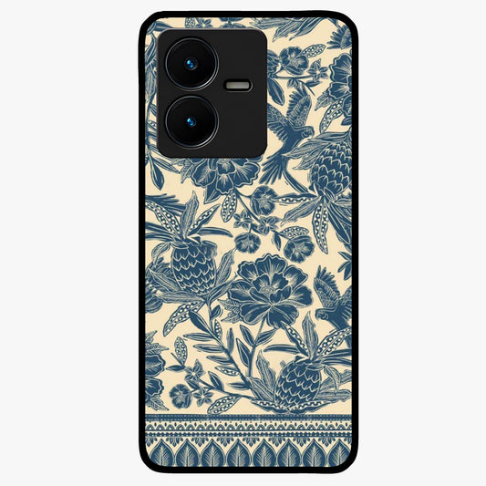 Heirloom Wild Bloom Glass Case showing flat back view with vintage inspired wild flower artwork and glossy glass finish.