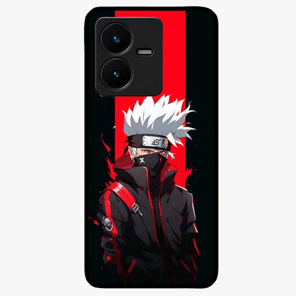 Kakashi Scarlet Shadow Glass Case showing flat back view with powerful anime ninja artwork and glossy glass finish.
