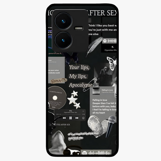 Midnight Love Echo Glass Case showing flat back view with romantic midnight themed artwork and glossy glass finish.