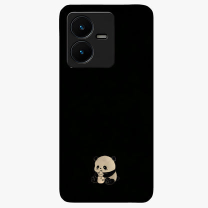 Midnight Panda Love Glass Case showing flat back view with cute panda themed artwork and glossy glass finish.
