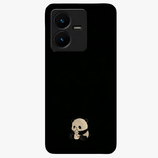 Midnight Panda Love Glass Case showing flat back view with cute panda themed artwork and glossy glass finish.