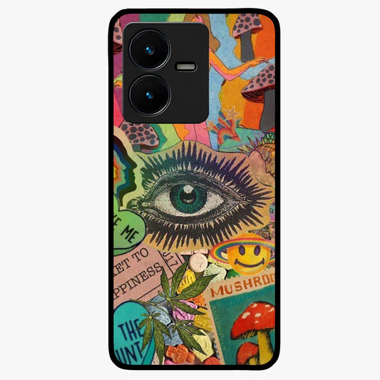 Mystic Eye Wonderland Glass Case showing flat back view with mystical eye themed artwork and glossy glass finish.