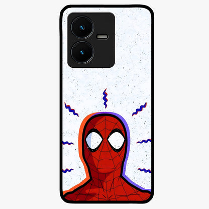 Omg Spiderman Glass Case showing flat back view with bold superhero inspired artwork and glossy glass finish.