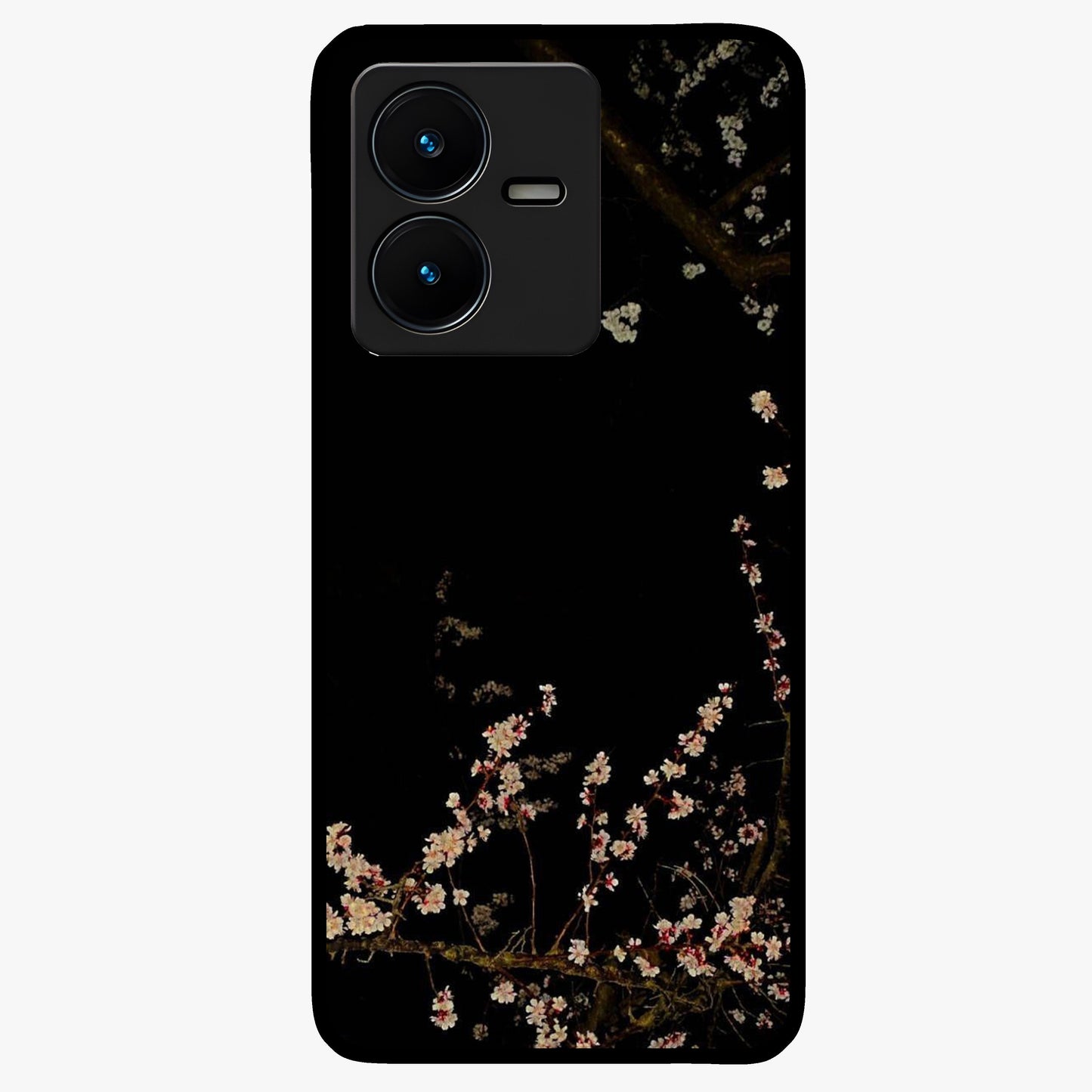 Petal Moon Light With Custom Name Glass Case showing flat back view with floral moonlight artwork and personalized name design.