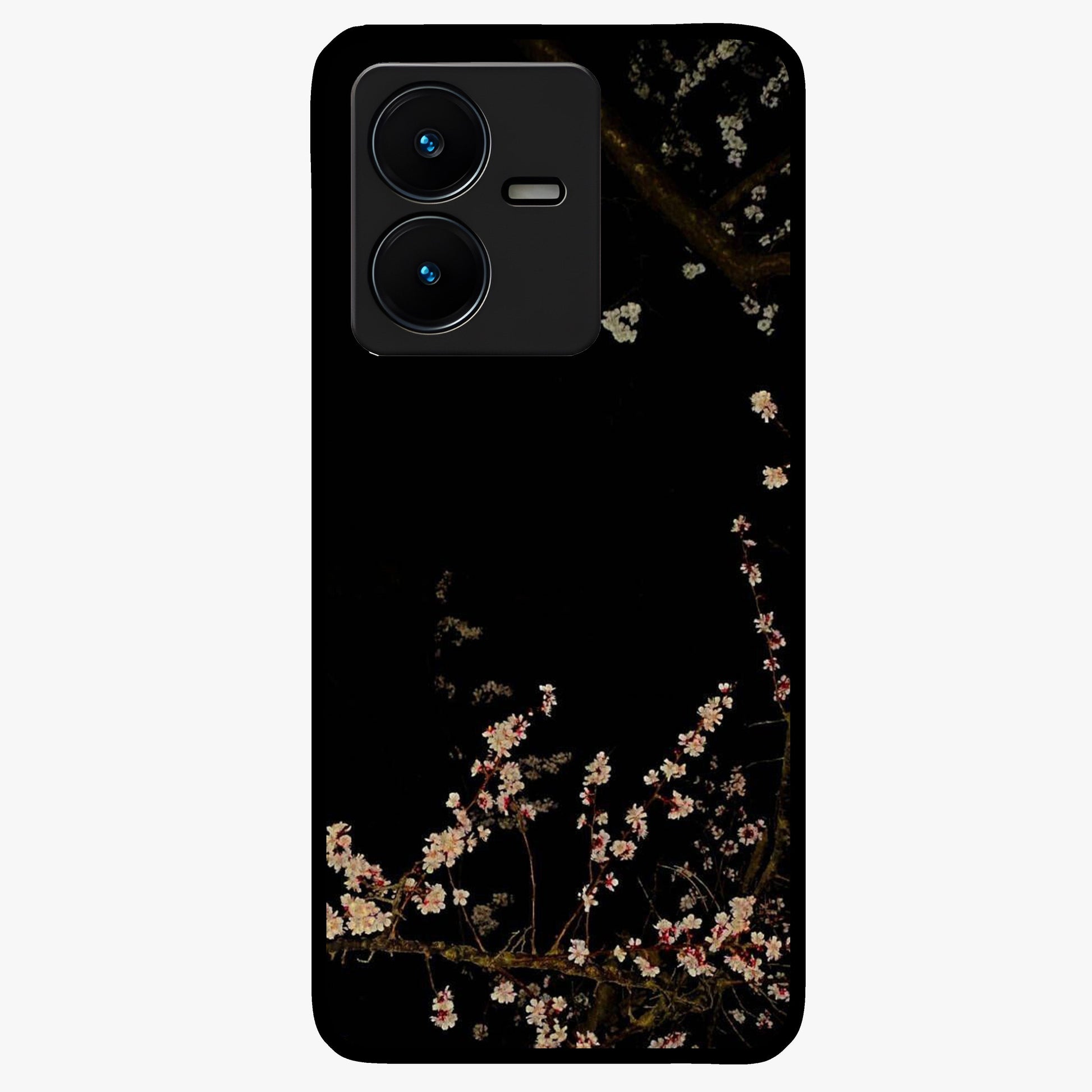 Petal Moon Light With Custom Name Glass Case showing flat back view with floral moonlight artwork and personalized name design.