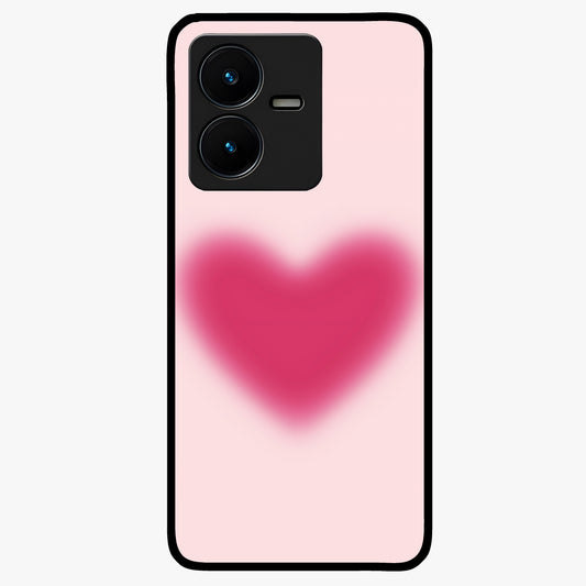 Pink Aura Heart Glass Case showing flat back view with glowing heart artwork and glossy glass finish.