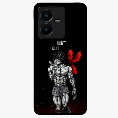 Rise Beyond Limits Glass Case showing flat back view with motivational typography artwork and glossy glass finish.