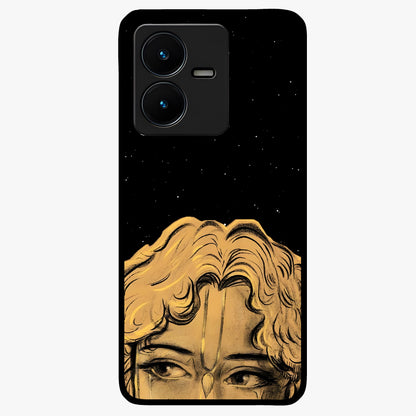 Shri Krishna Art Glass Case showing flat back view with devotional Krishna artwork and glossy glass finish.