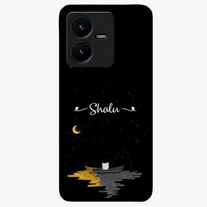 Silent Night Row Glass Case showing flat back view with calm night themed artwork and glossy glass finish.