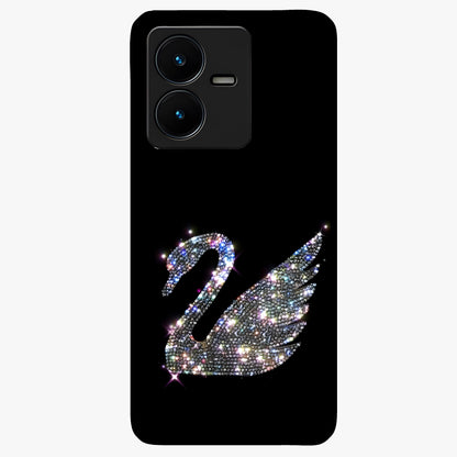 Starlit Swan Grace Glass Case showing flat back view with graceful swan artwork under starry sky and glossy glass finish.