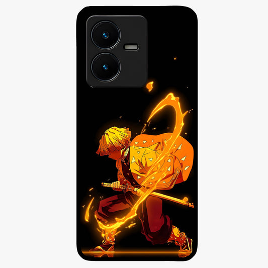Thunder Flame Execution Glass Case showing flat back view with powerful flame and lightning artwork and glossy glass finish.