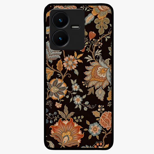 Vintage Floral Dream Glass Case showing flat back view with classic floral artwork and glossy glass finish.