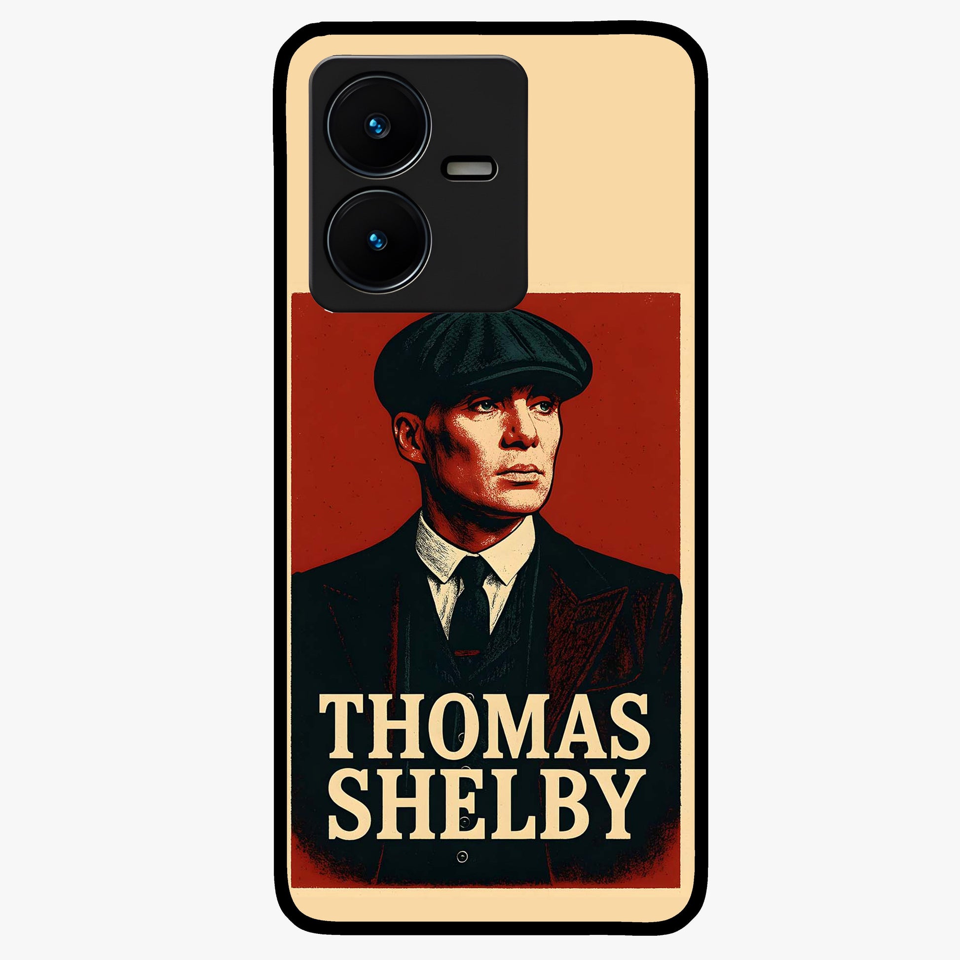 Vintage Mafia Authority Glass Case showing flat back view with bold vintage mafia inspired artwork and glossy glass finish.